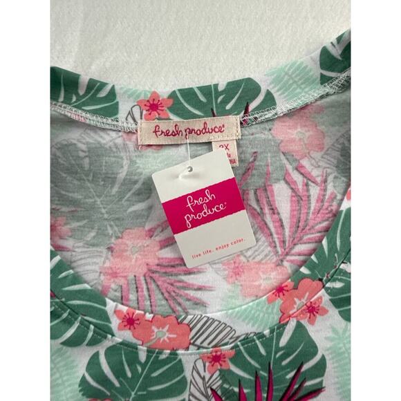 Women’s Fresh Produce Pink & Green Jungle Pattern Long Sleeve Sz 2X - Picture 3 of 4